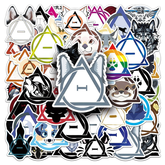 50 Pegatinasde Therian, Pegatinas Estéticas de Graffiti de Animales, Calcomanías para Laptop, Álbum de Recortes, Guitarra, Patineta, Pegatinas de Vinilo Impermeables